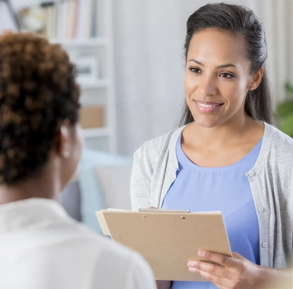 Doctor talks to patient