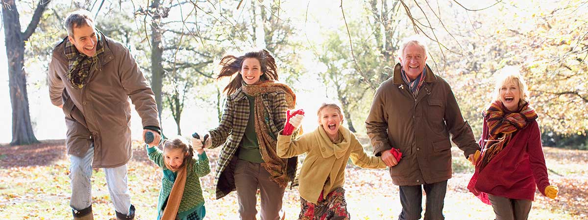 Family running outside